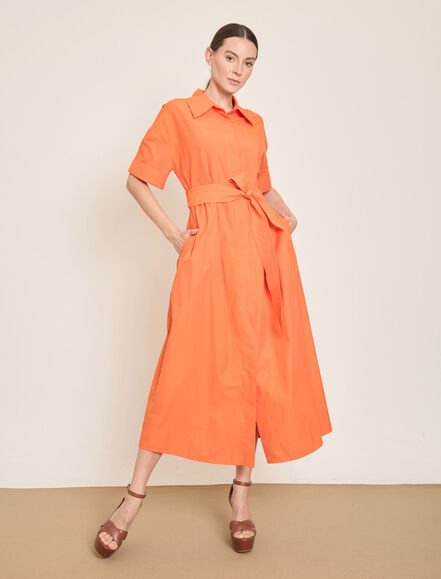 BGN WORKSHOP - PAMUK KARISIM MIDI GOMLEK-ELBISE