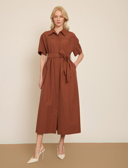 BGN WORKSHOP - PAMUK KARISIM MIDI GOMLEK-ELBISE