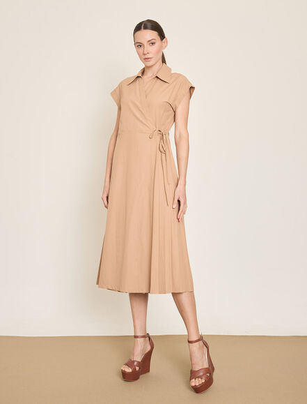 BGN WORKSHOP - PAMUK KARISIM PİLE DETAYLI KRUVAZE KAPAMA ELBISE