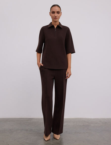 BGN WORKSHOP - PAMUK KARISIM YAKASI FERMUARLI ORME BLUZ