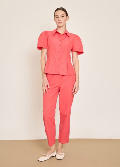 BGN WORKSHOP - PİLE DETAYLI KISA KOLLU PAMUK KARISIM GOMLEK