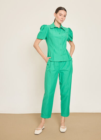 BGN WORKSHOP - PİLE DETAYLI KISA KOLLU PAMUK KARISIM GOMLEK