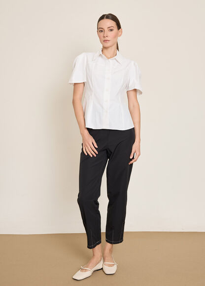 BGN WORKSHOP - PİLE DETAYLI KISA KOLLU PAMUK KARISIM GOMLEK