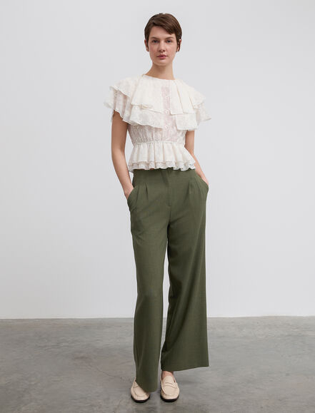 BGN WORKSHOP - Pileli Bol Paça Viskon Karışımlı Pantolon