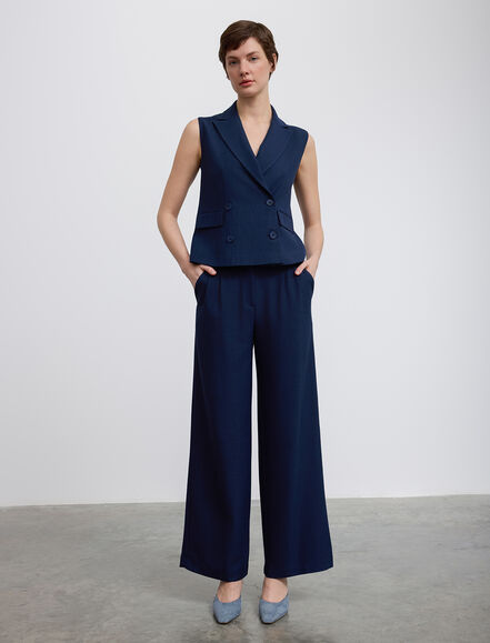 BGN WORKSHOP - Pileli Bol Paça Viskon Karışımlı Pantolon