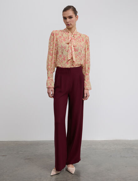 BGN WORKSHOP - Pileli Bol Paça Viskon Karışımlı Pantolon