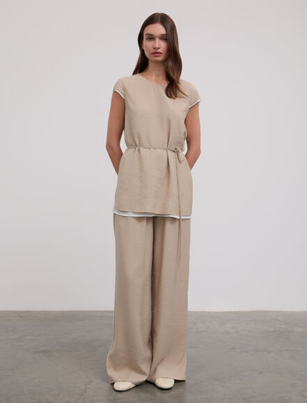 BGN WORKSHOP - Şifon Garnili Kolsuz Bluz