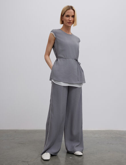 BGN WORKSHOP - Şifon Garnili Kolsuz Bluz