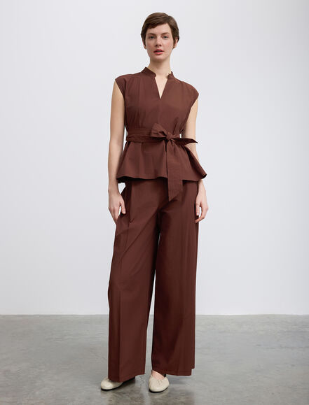 BGN WORKSHOP - Süs Dikişli Kemerli Kolsuz Pamuk Bluz