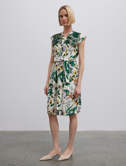 BGN WORKSHOP - Süs Dikişli Kuşaklı Viskon Gömlek Elbise