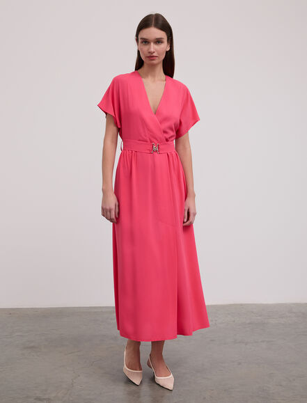 BGN WORKSHOP - Toka Detaylı Yarasa Kol Viskon Elbise