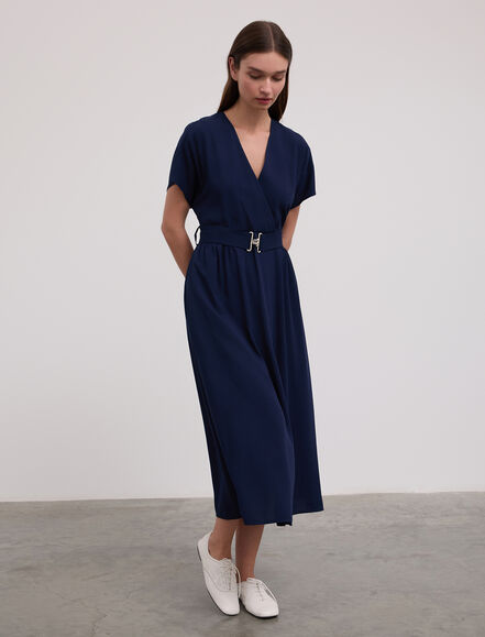 BGN WORKSHOP - Toka Detaylı Yarasa Kol Viskon Elbise