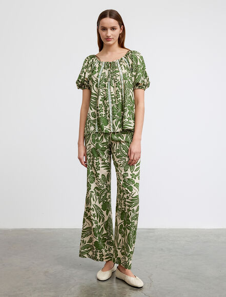 BGN WORKSHOP - V Yaka Baskı Desenli Viskon Gömlek