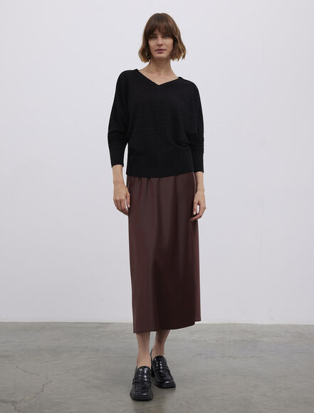 BGN WORKSHOP - V YAKA - NERVÜRLÜ YARASA KOLLU OVERSIZE KAZAK