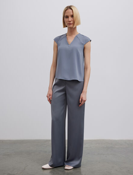 BGN WORKSHOP - V Yaka Saten Bluz