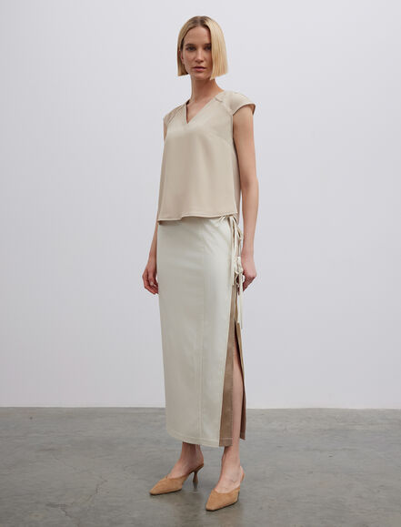 BGN WORKSHOP - V Yaka Saten Bluz