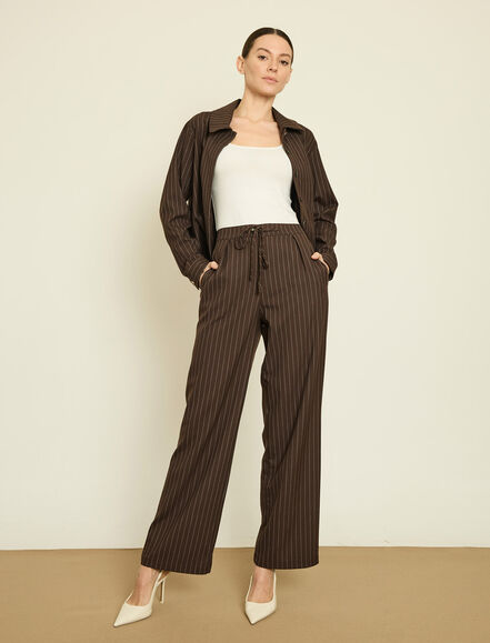 BGN WORKSHOP - VISKON KARISIM CIZGILI GENIS PACA PANTOLON