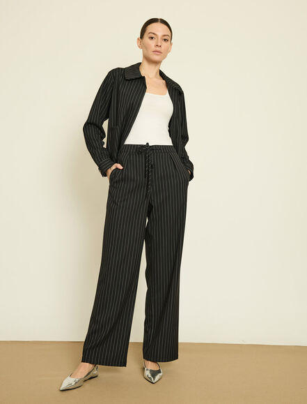 BGN WORKSHOP - VISKON KARISIM CIZGILI GENIS PACA PANTOLON