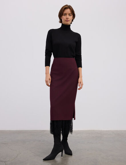 BGN WORKSHOP - VISKON KARISIM DANTEL DETAYLI MIDI ETEK