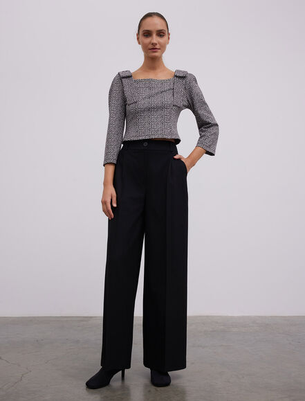 BGN WORKSHOP - VISKON KARISIM FIYONK DETAYLI DESENLI BLUZ