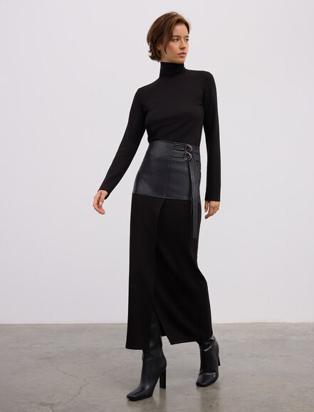 BGN WORKSHOP - VISKON KARISIM TOKA DETAYLI DERI GARNILI ORME ETEK