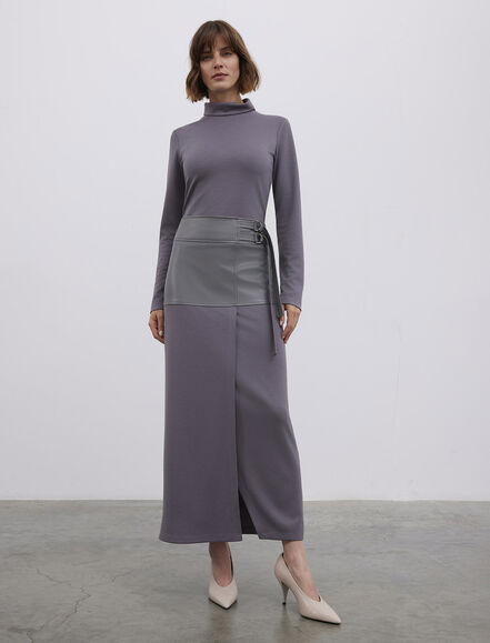 BGN WORKSHOP - VISKON KARISIM TOKA DETAYLI DERI GARNILI ORME ETEK