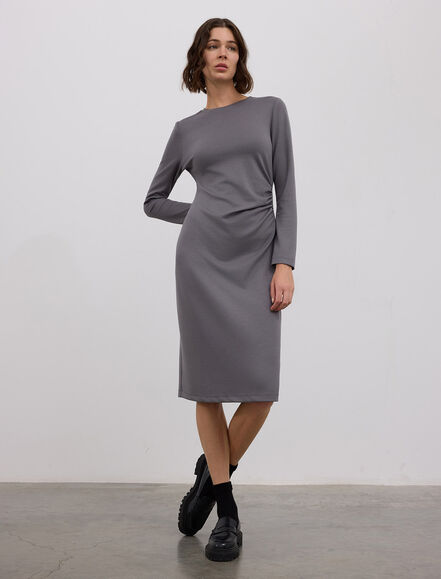 BGN WORKSHOP - VISKON KARISIM YANI BUZGU DETAYLI MIDI ORME ELBISE