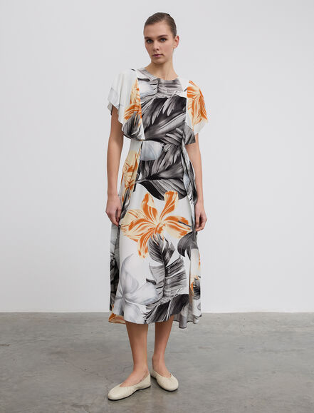 BGN WORKSHOP - Volan Kollu Viskon Midi Boy Elbise