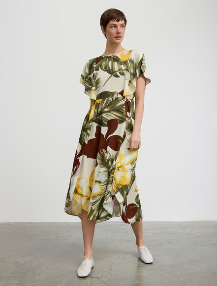 BGN WORKSHOP - Volan Kollu Viskon Midi Boy Elbise