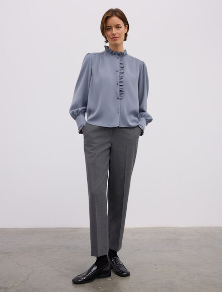 BGN WORKSHOP - YAKA - ON PAT VE MANSETLERI FIRFIRLI SATEN GOMLEK