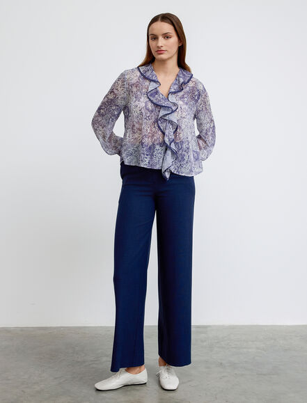 BGN WORKSHOP - Yakası Volanlı Desenli Bluz