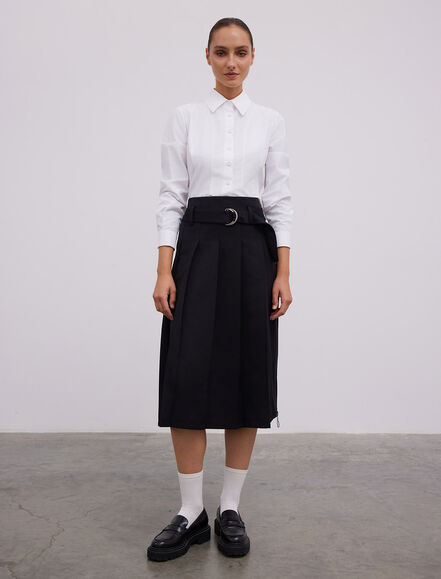 BGN WORKSHOP - YANDA FERMUAR DETAYLI PILELI MIDI ETEK