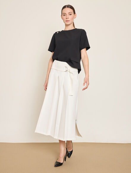 BGN WORKSHOP - YANDA FERMUAR DETAYLI PILELI MIDI ETEK