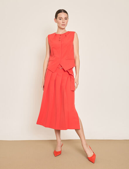 BGN WORKSHOP - YANDA FERMUAR DETAYLI PILELI MIDI ETEK