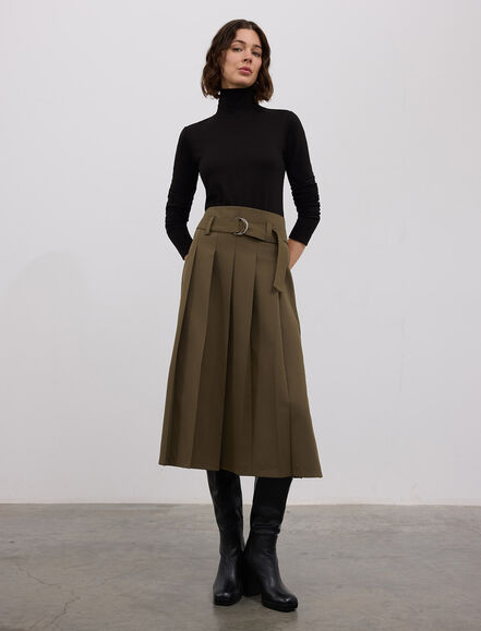 BGN WORKSHOP - YANDA FERMUAR DETAYLI PILELI MIDI ETEK