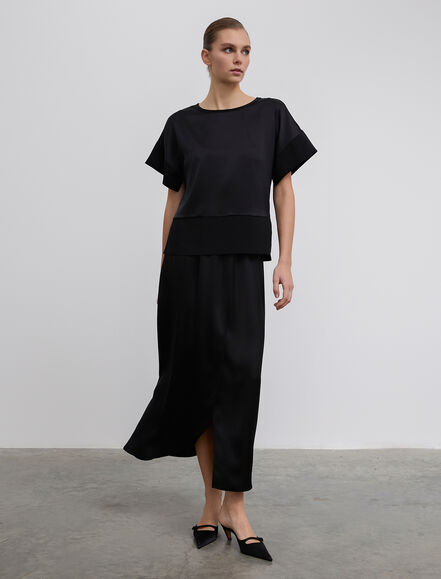 BGN WORKSHOP - Yanı Yırtmaçlı Rahat Kesim Saten Bluz