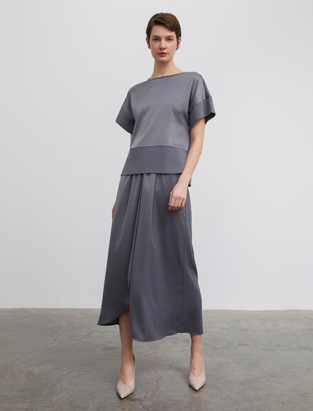 BGN WORKSHOP - Yanı Yırtmaçlı Rahat Kesim Saten Bluz