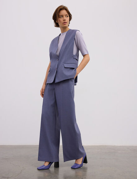 BGN WORKSHOP - YANLARI BANT DETAYLI V YAKA VISKON KARISIM YELEK