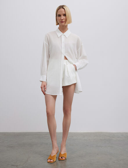 BGN WORKSHOP - Yanları Yırtmaçlı Pamuk Gömlek