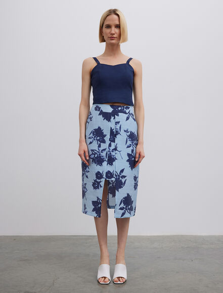 BGN WORKSHOP - Yırtmaç Detaylı Baskılı Tencel Etek