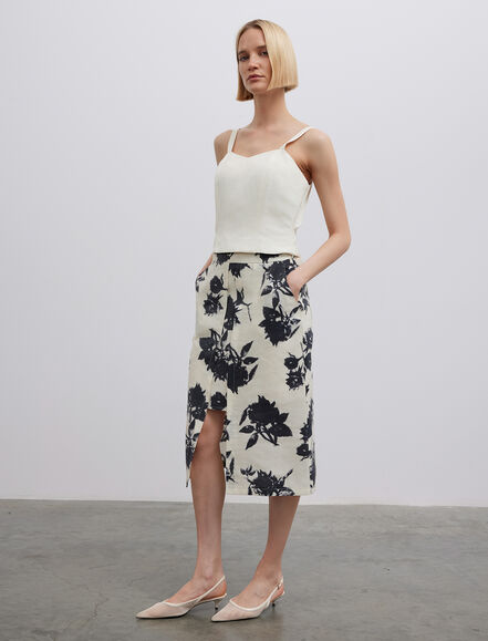 BGN WORKSHOP - Yırtmaç Detaylı Baskılı Tencel Etek
