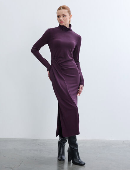 BGN WORKSHOP - YIRTMACLI VE BUZGU DETAYLI UZUN ELBISE