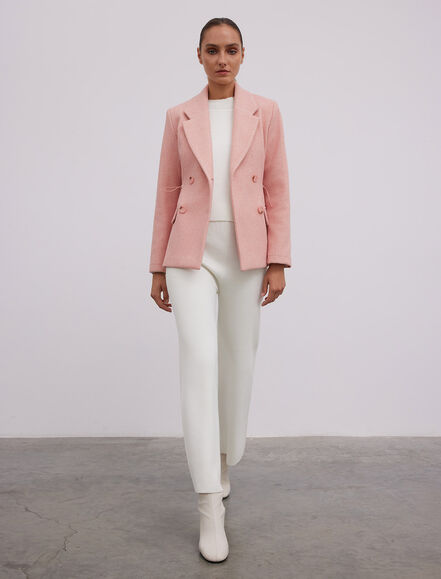 BGN WORKSHOP - YUN KARISIM BELDE LASTIK DETAYLI KRUVAZE CEKET