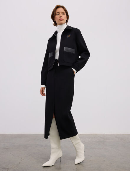 BGN WORKSHOP - YUN KARISIM DERI GARNILI TORBA CEP-FERMUARLI MONT