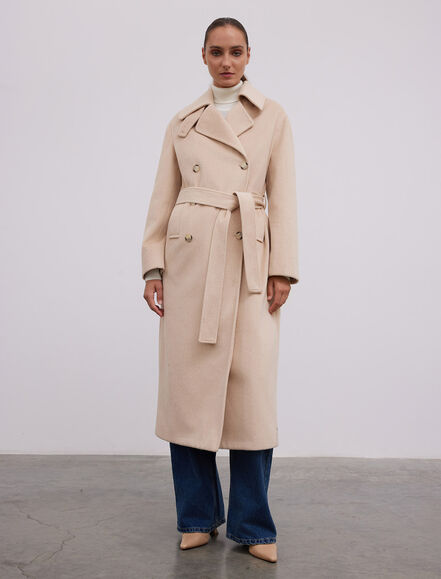 BGN WORKSHOP - YUN KARISIM YAKA DETAYLI KRUVAZE UZUN KABAN