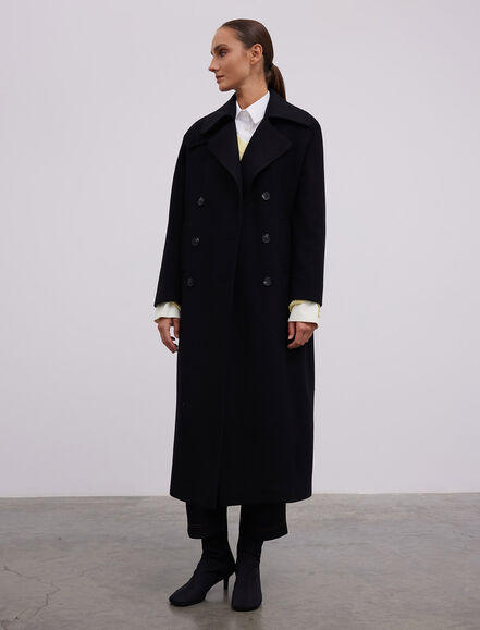 BGN WORKSHOP - YUN KARISIM YAKA DETAYLI KRUVAZE UZUN KABAN